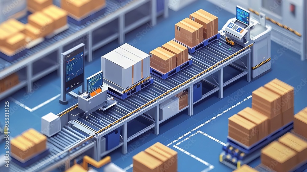 A modern fulfillment facility where big data and algorithms optimize distribution and tracking processes in realtime A modern fulfillment facility where big data and algorithms optimize distribution and tracking processes in realtime