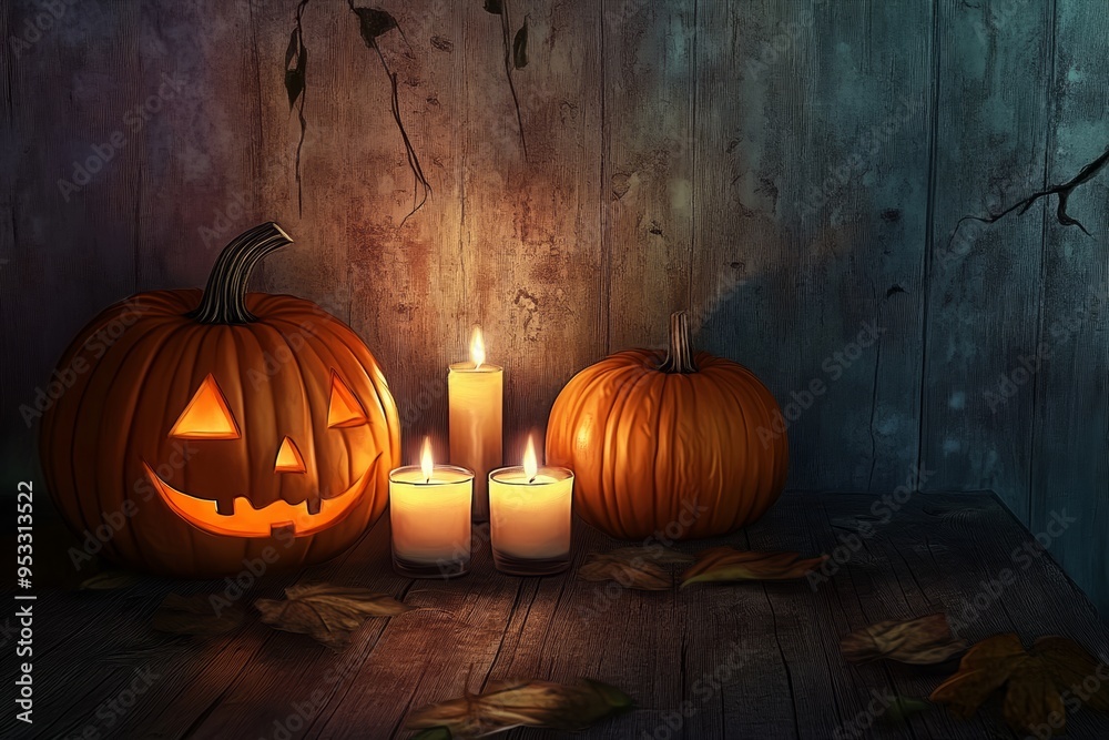 Obraz premium Halloween Night with Pumpkins