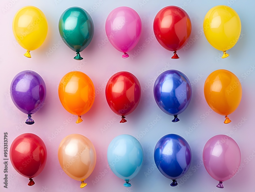 Colorful Balloons Pattern on Pastel Background Colorful Balloons Pattern on Pastel Background
