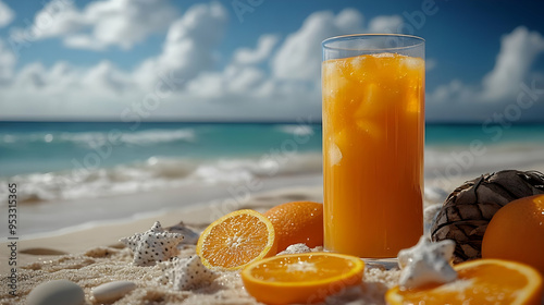 Glass of orange juice with ...
