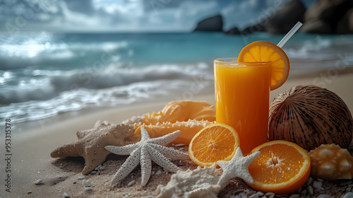 Glass of orange juice, oran...