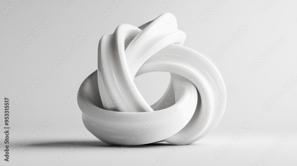 Modern Minimalist White Abstract Sculpture Displaying Smooth Curves and Flowing Design Modern Minimalist White Abstract Sculpture Displaying Smooth Curves and Flowing Design