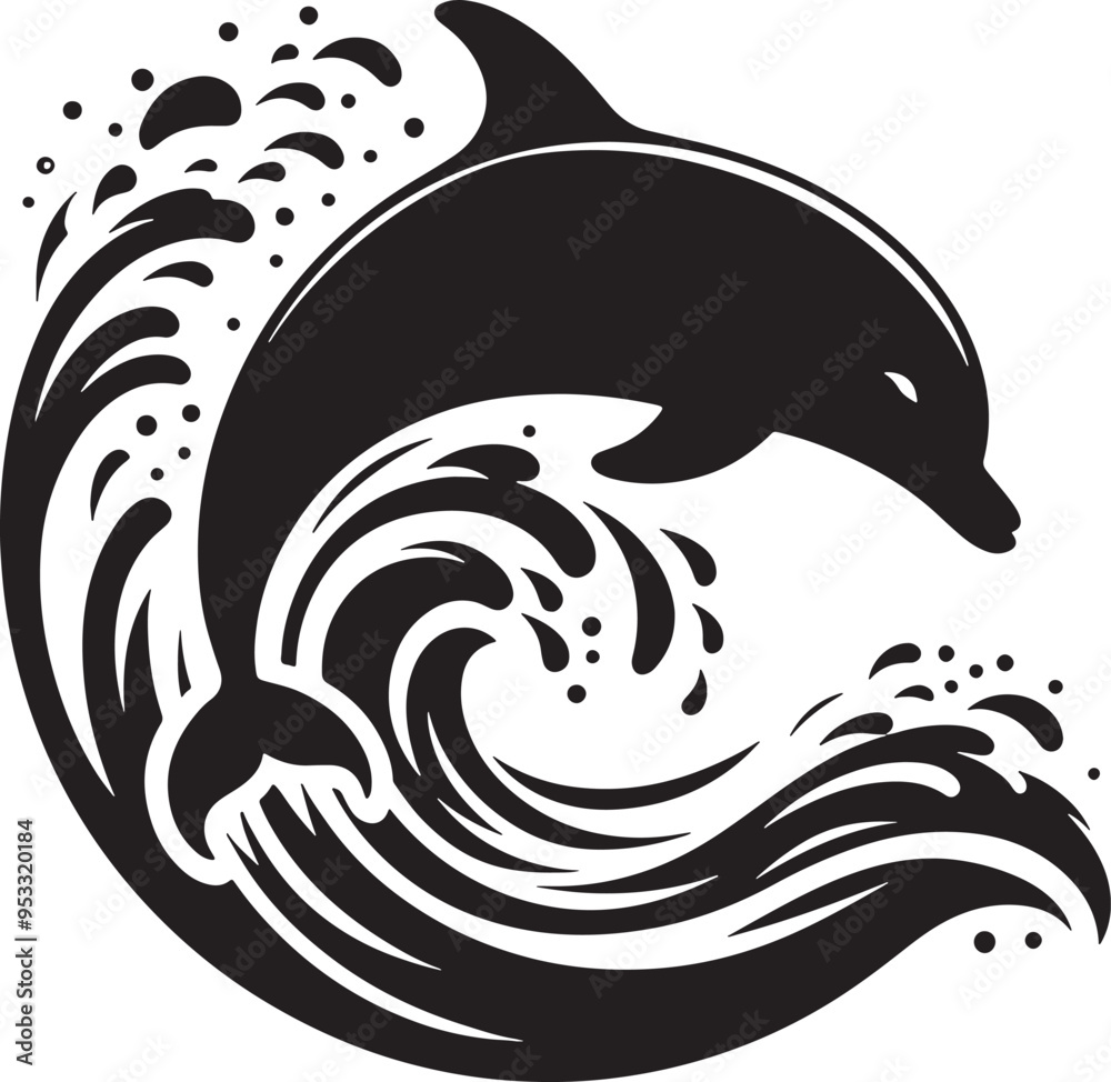 Naklejka premium Dolphin Silhouette Vector Illustration