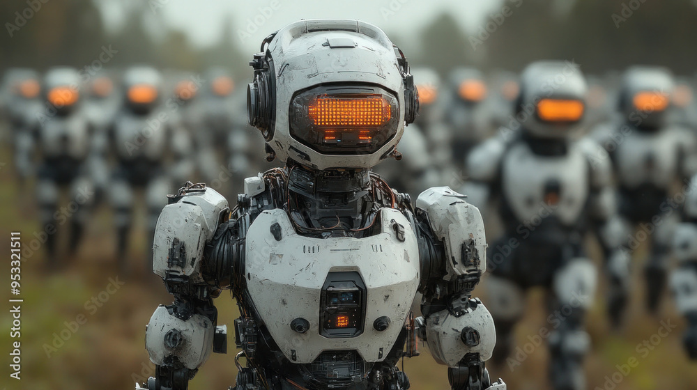 A showcase of robotic units and AI in military scenarios, representing the technological evolution of armed forces. A showcase of robotic units and AI in military scenarios, representing the technological evolution of armed forces.
