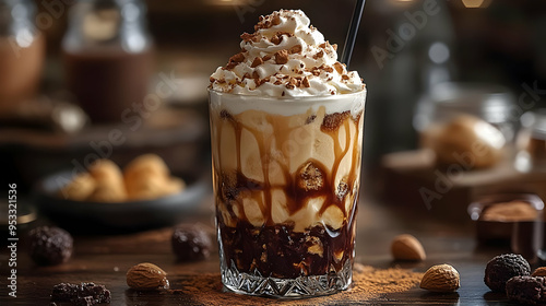Iced coffee with whipped cr...