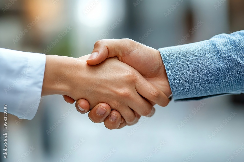 Close-up of business people handshaking, Generative AI Close-up of business people handshaking, Generative AI
