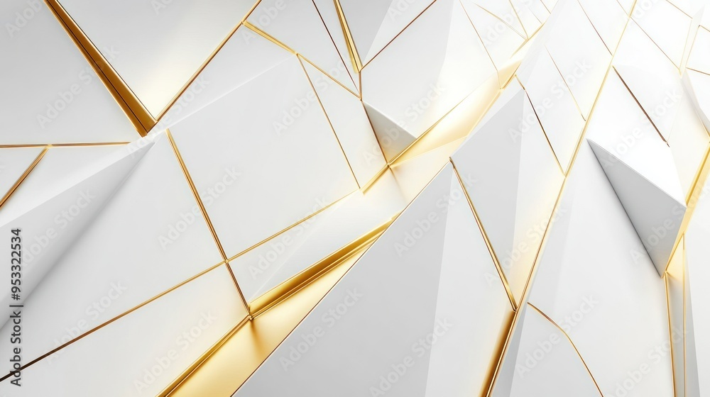 Abstract Gold and White Geometric Design