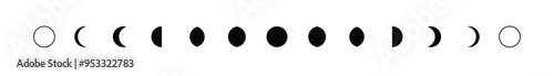 Moon phases icon astronomy, moon phases sphere shadow. The whole cycle from new moon to full moon.