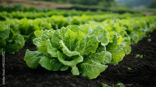 Lush green lettuce plants g...