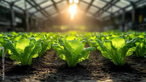 Lush green lettuce plants g...