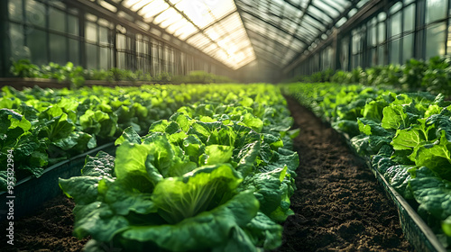 Lush green lettuce plants g...