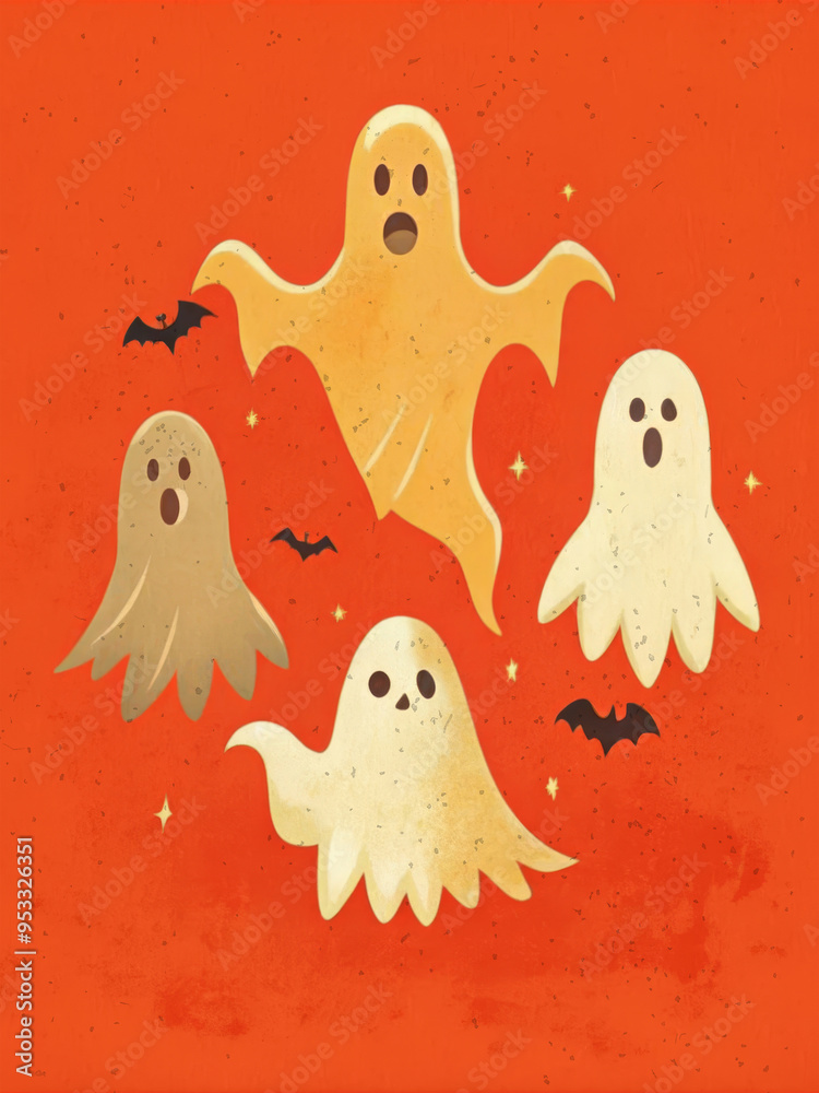Playful Ghosts Enjoying Halloween Night. Playful Ghosts Enjoying Halloween Night.