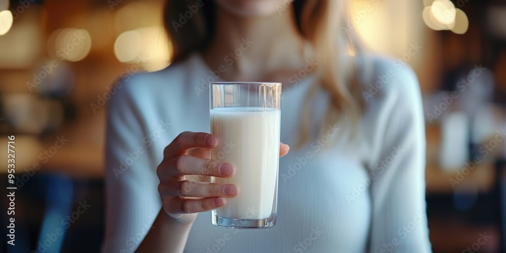Fresh Glass of Milk in Hand Fresh Glass of Milk in Hand