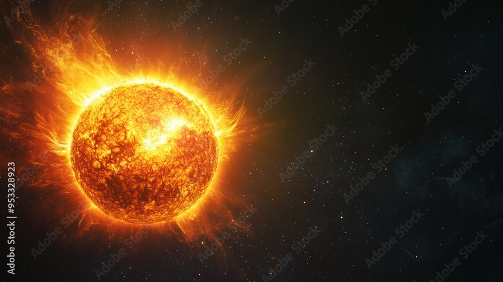 Obraz premium The Sun's Fury: A Digital Depiction of Our Star's Fiery Nature