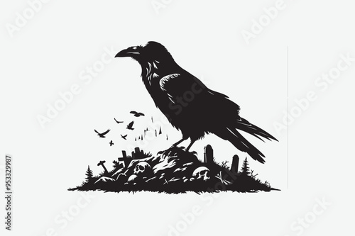 Crow vector art and illustration photo