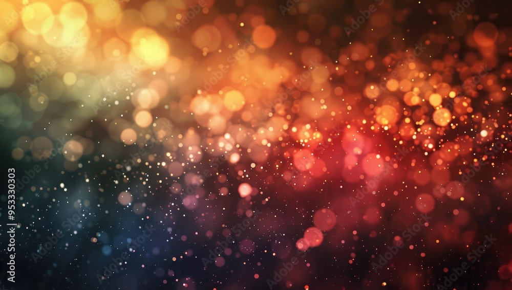 Obraz premium rainbow particles bokeh background, red and black color theme