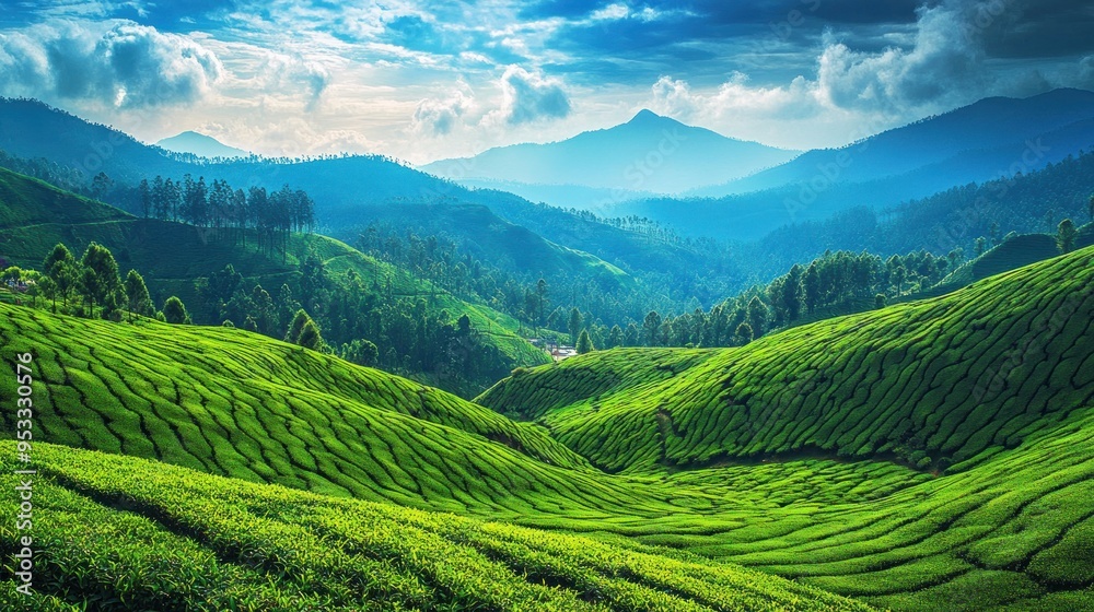 Fototapeta premium Scenic Mountainside Tea Plantation