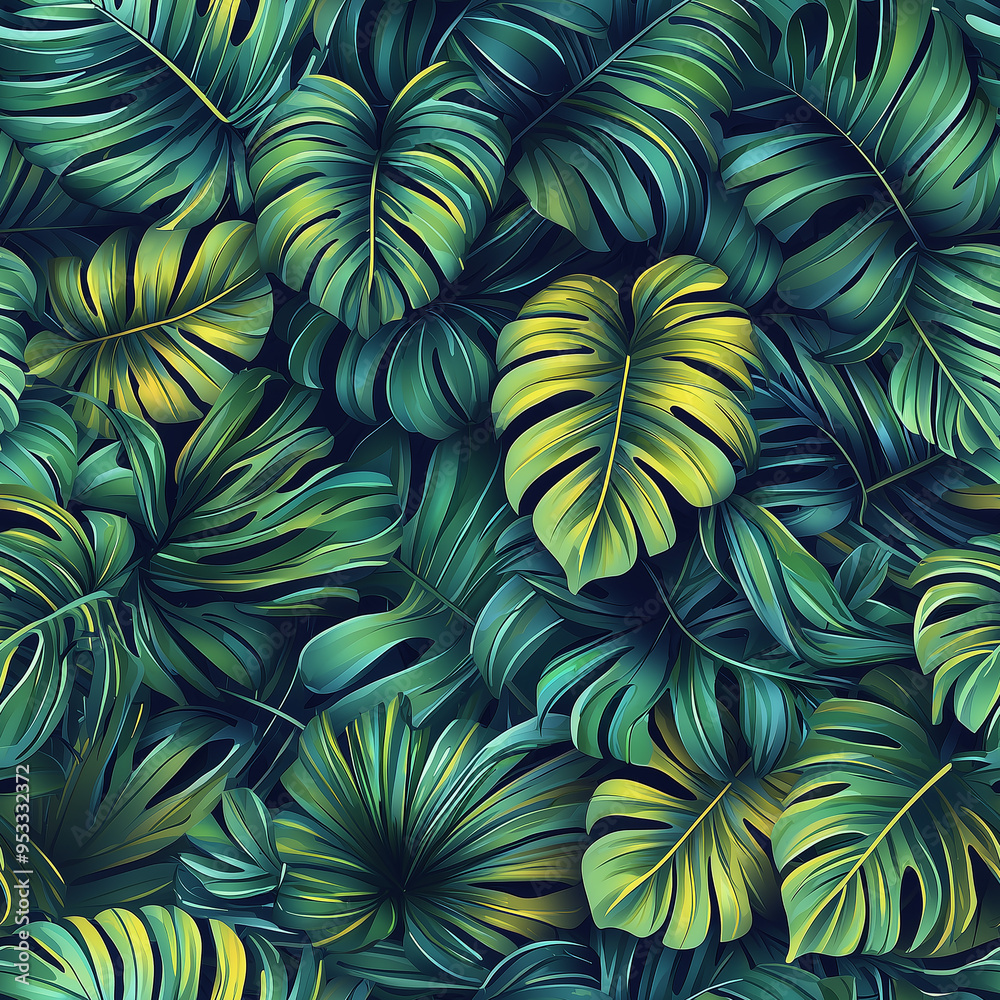 Lush Tropical Leaves Background Jungle Foliage Green Nature Pattern Exotic Plants Texture Lush Tropical Leaves Background Jungle Foliage Green Nature Pattern Exotic Plants Texture