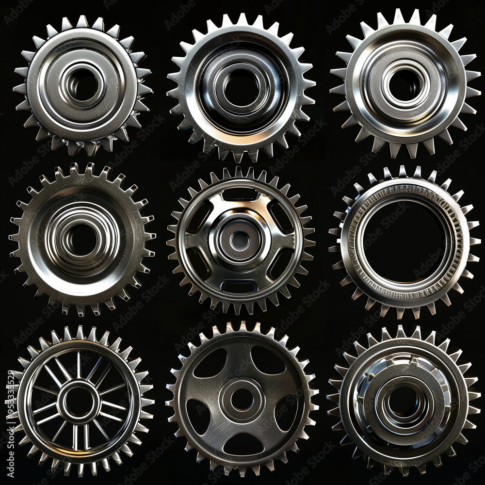 Precision and Power: Interlocking Metallic Steel Gears in Motion Precision and Power: Interlocking Metallic Steel Gears in Motion