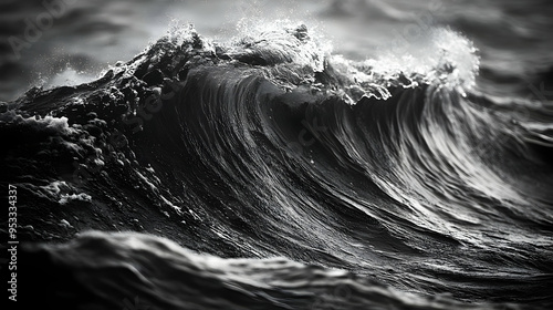 Monochrome wave crashing in...