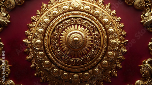 Ornate gold and red ceiling...