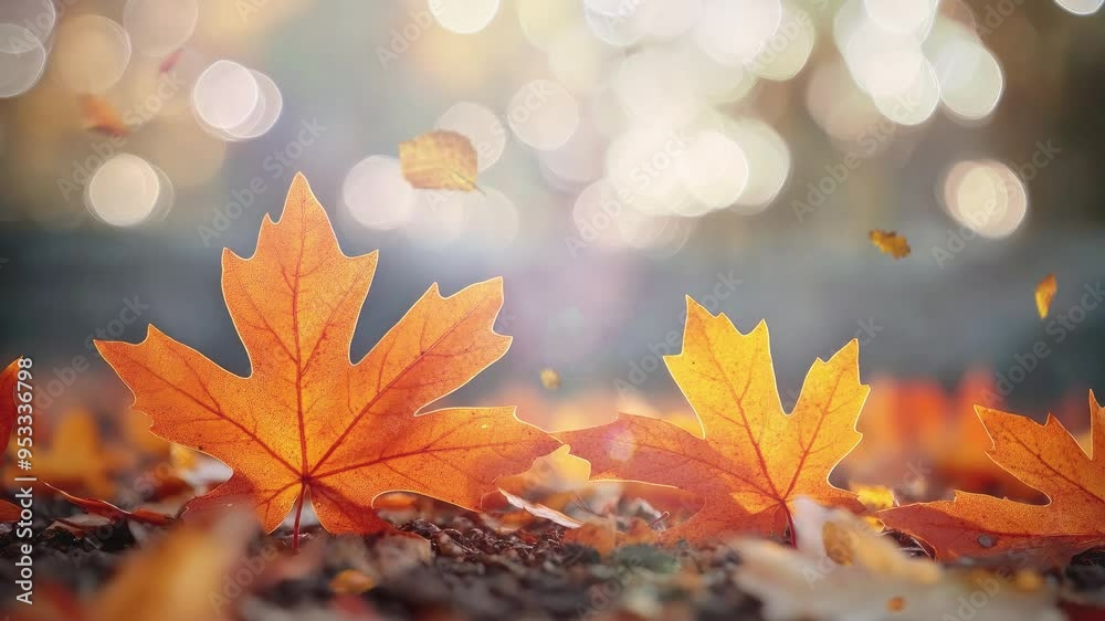 Autumn Leaves Falling on the Ground with a Blurred Background - Nature Footage Autumn Leaves Falling on the Ground with a Blurred Background - Nature Footage