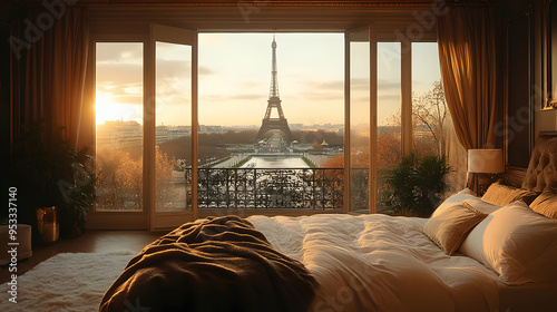 Parisian bedroom with Eiffe...