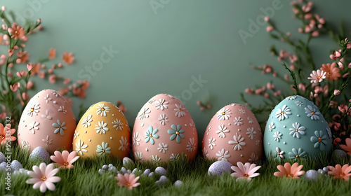 Pastel Easter Eggs in Grass...
