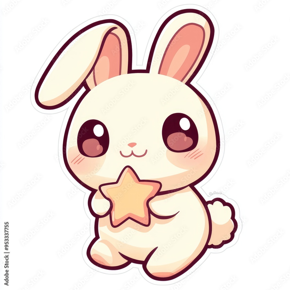 Adorable Cartoon Bunny Holding a Star Adorable Cartoon Bunny Holding a Star
