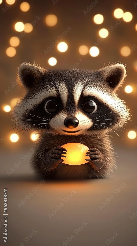 Adorable Raccoon Holding a Light Bulb Adorable Raccoon Holding a Light Bulb