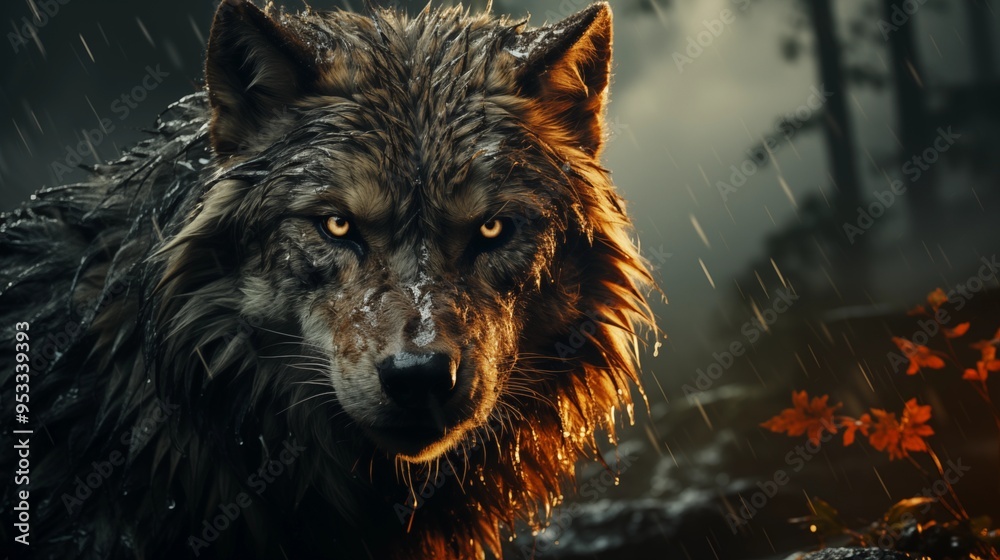 Cool, Epic, Artistic, Beautiful, and Unique Illustration of Wolf Animal Cinematic Adventure. Cool, Epic, Artistic, Beautiful, and Unique Illustration of Wolf Animal Cinematic Adventure.