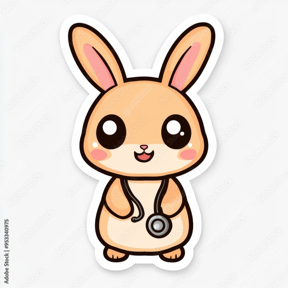 Cute Cartoon Bunny Doctor with Stethoscope Cute Cartoon Bunny Doctor with Stethoscope