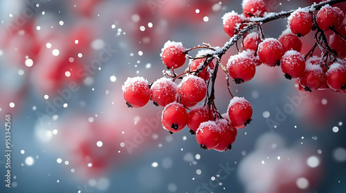 Red berries covered in snow...