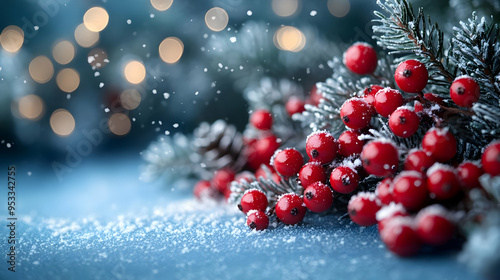 Red berries on a snow-cover...