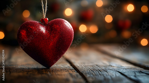 Red glitter heart ornament ...