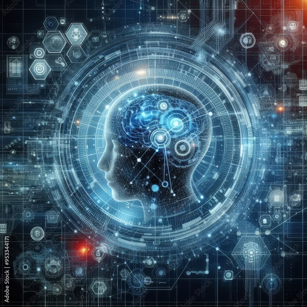 Obraz premium Digital backdround ideal for technological operations, neural networks, AI, data transmission and encryption, digital archives, audio and visual representations, scientific research 