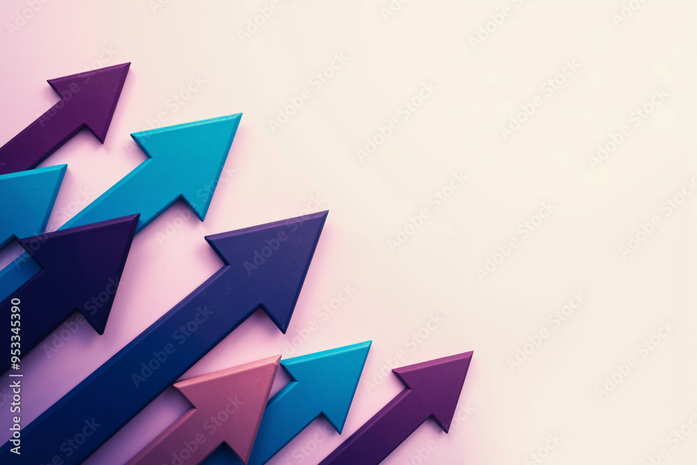 Upward-Pointing Arrows in Purple, Blue, and Brown: A Visual Metaphor for Growth and Success in Business Upward-Pointing Arrows in Purple, Blue, and Brown: A Visual Metaphor for Growth and Success in Business