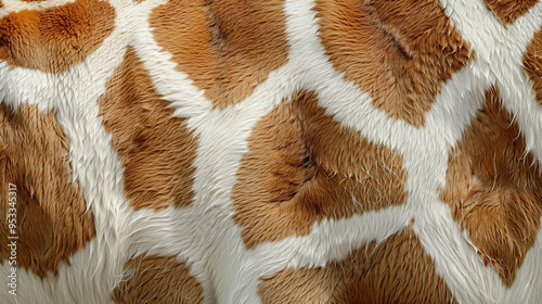 Close-up of giraffe fur pattern with distinctive brown spots.