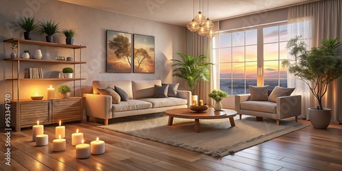 Neutral calm soothing serene peaceful ambiance