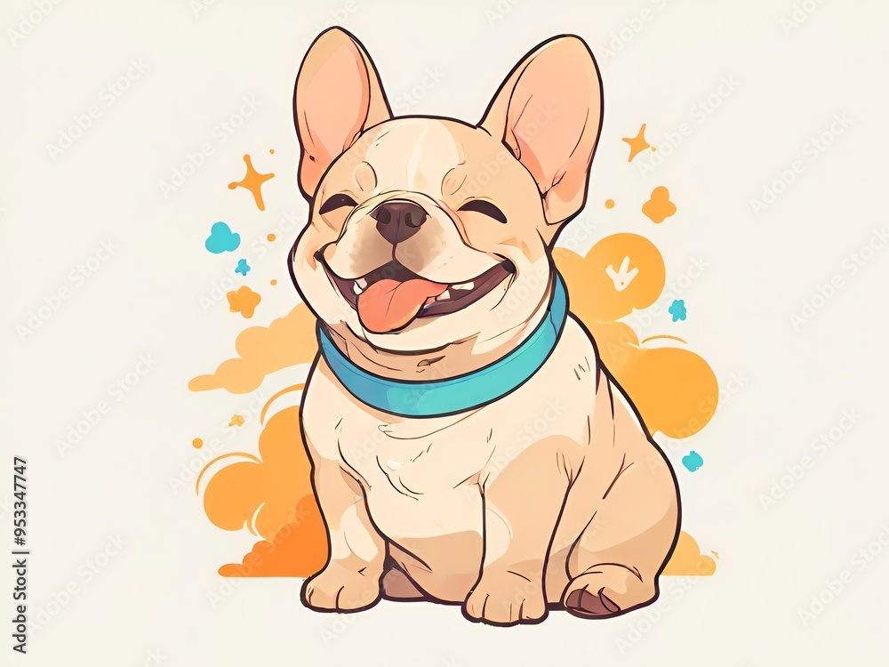 Smiling French Bulldog Cartoon Illustration Smiling French Bulldog Cartoon Illustration