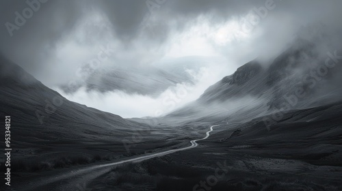 Dramatic Monochrome Roadscapes Under Moody Skies photo