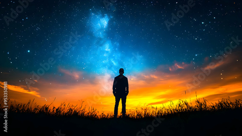 Silhouette of a man standin...