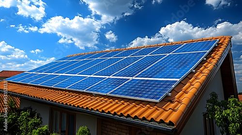 Solar panels on a tiled roo...