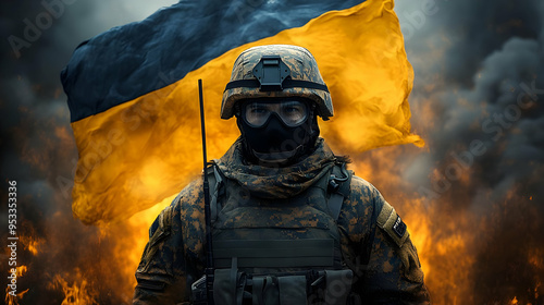 Soldier in camouflage unifo...