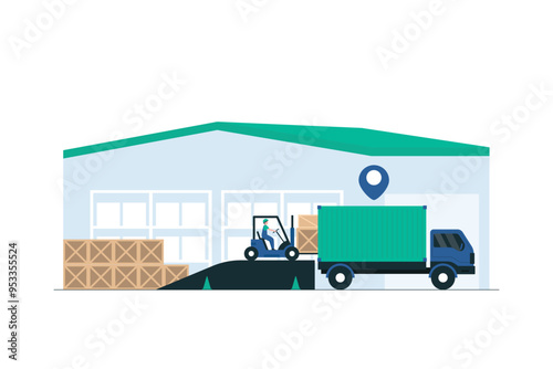 Warehouse Personnel Loading Containers Quickly. 
