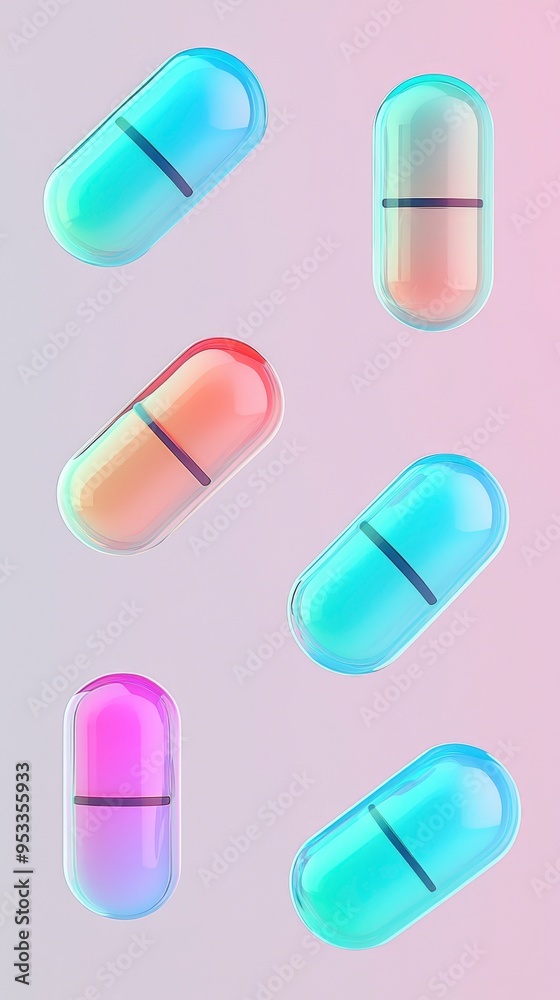Colorful Capsules on a Pastel Background Colorful Capsules on a Pastel Background