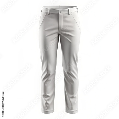 3D Men's Fashion Formal Male Pant Mockup On White Background