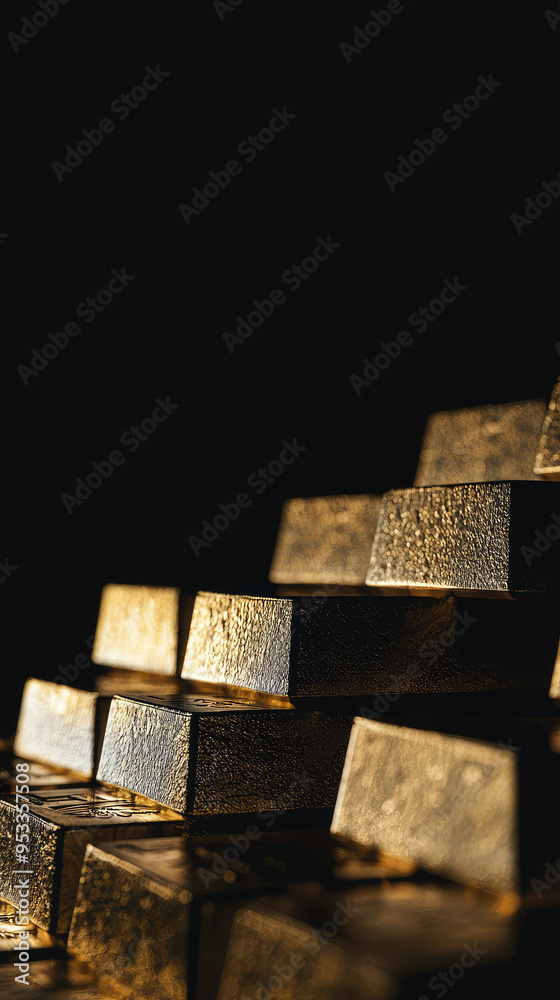 A Stack of Gold Bars Shimmering in the Dark, a Symbol of Wealth and Power.