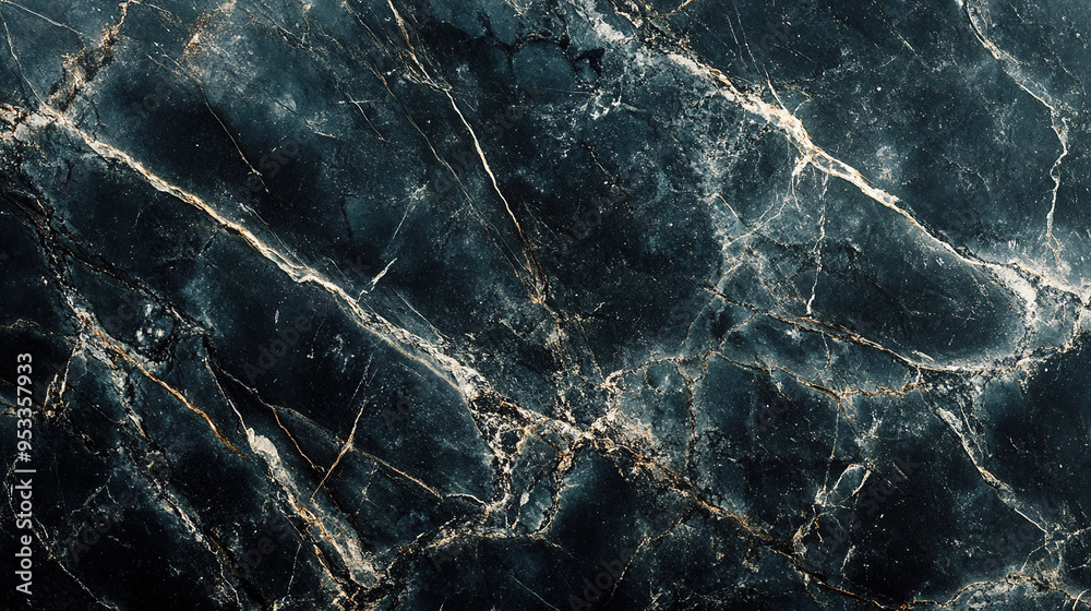 Obraz premium Cracked black marble abstract texture background with fine detail suitable for design or nature inspired wallpaper.