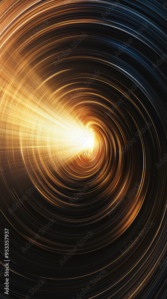 Obraz premium A radiant vortex of light, swirling in a symphony of golden hues, captivates the eye with its ethereal beauty.